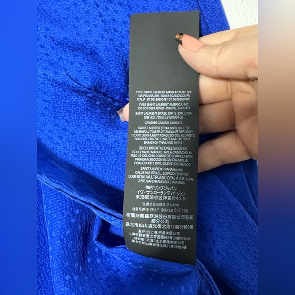 Saint Laurent Tonal Dot Silk Button Up in Royal Blue - Picture 15 of 16